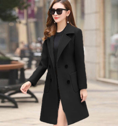 Elegant Vintage Tweed Windbreaker Coat – Knee-Length, Warm & Stylish