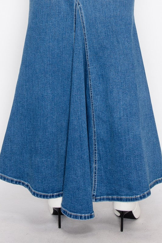 DENIM MAXI MERMAID SKIRT WITH GUSSET
