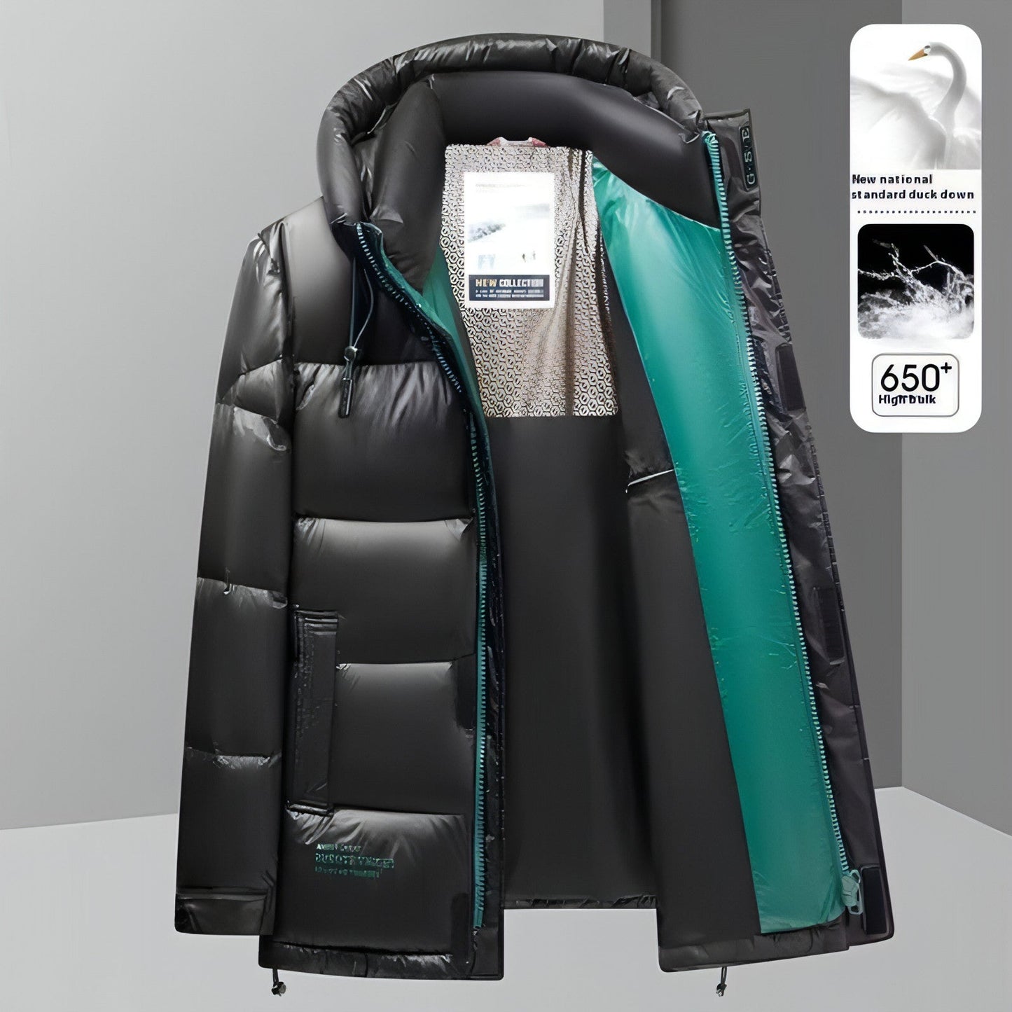 New Winter Down Jacket Men's Duck Down Cold-proof Black Gold Graphene