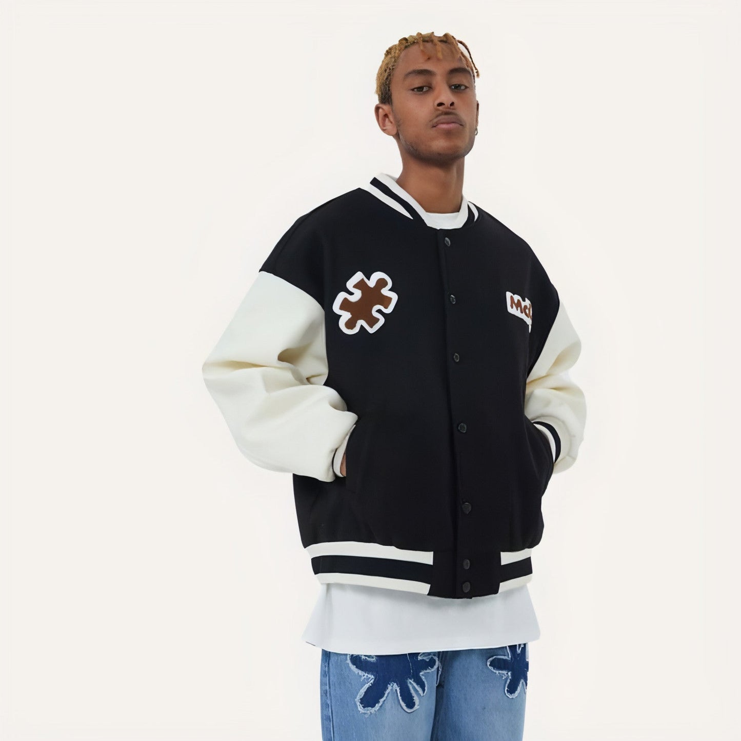 Men American Vintage Casual Street Baseball Jacket