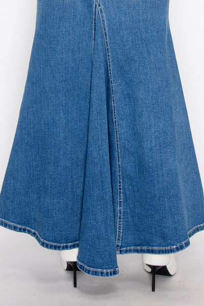 DENIM MAXI MERMAID SKIRT WITH GUSSET