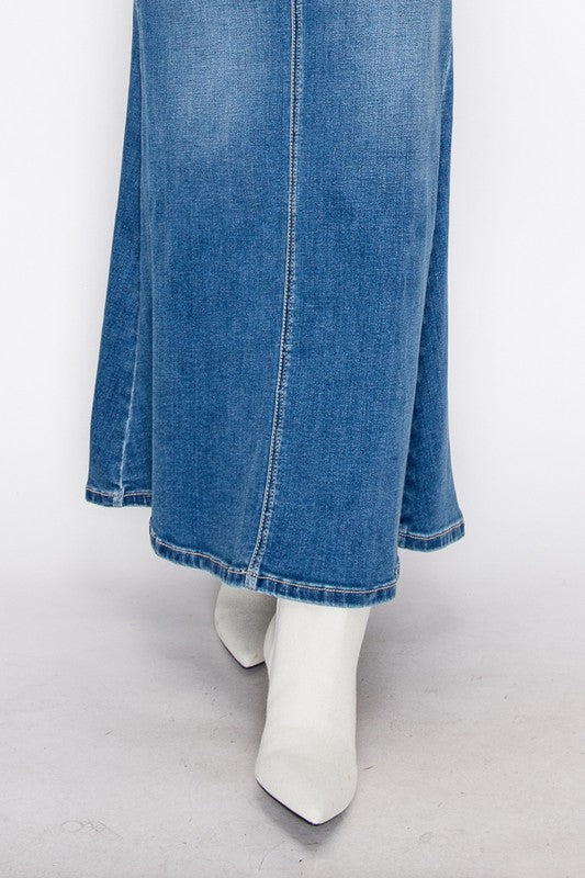 DENIM MAXI MERMAID SKIRT WITH GUSSET