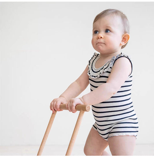 Summer Arrival Baby Unisex Ruffle Collar Sleeveless Onesies Bodysuits