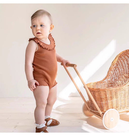 Summer Arrival Baby Unisex Ruffle Collar Sleeveless Onesies Bodysuits